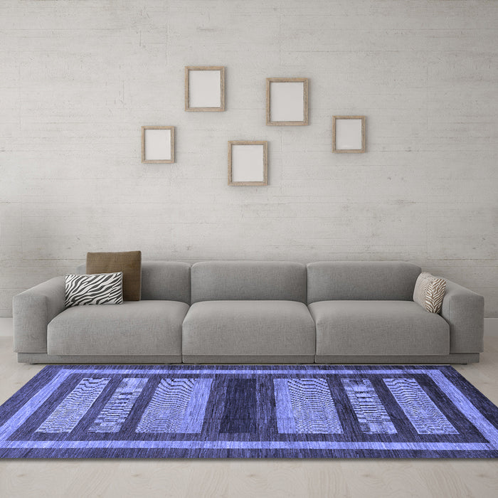 Machine Washable Abstract Blue Modern Rug in a Living Room, wshabs180blu