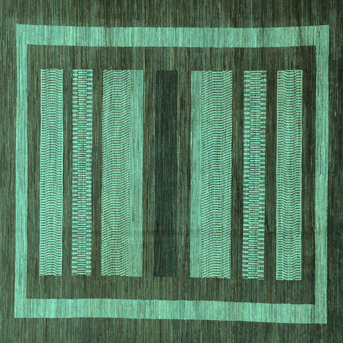 Square Machine Washable Abstract Turquoise Modern Area Rugs, wshabs180turq