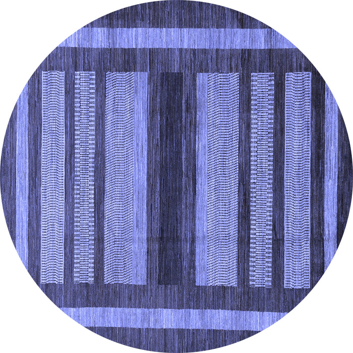 Round Machine Washable Abstract Blue Modern Rug, wshabs180blu