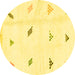 Round Solid Yellow Modern Rug, abs1810yw