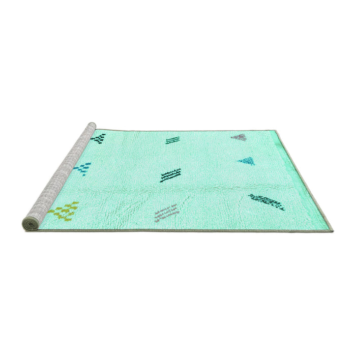 Sideview of Machine Washable Solid Turquoise Modern Area Rugs, wshabs1810turq