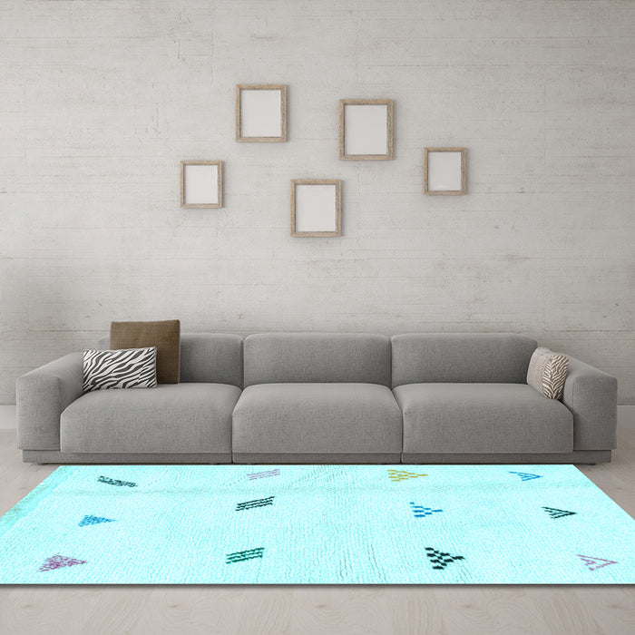 Machine Washable Solid Light Blue Modern Rug in a Living Room, wshabs1810lblu