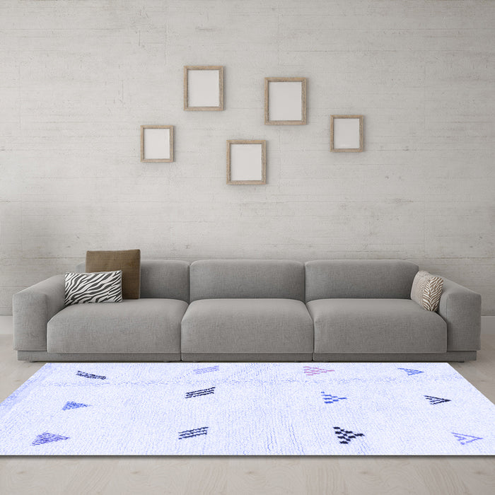 Machine Washable Solid Blue Modern Rug in a Living Room, wshabs1810blu