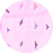 Round Machine Washable Solid Pink Modern Rug, wshabs1810pnk