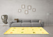 Machine Washable Solid Yellow Modern Rug in a Living Room, wshabs1810yw