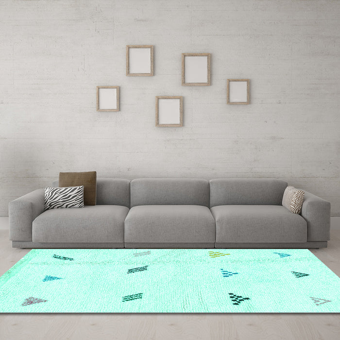 Machine Washable Solid Turquoise Modern Area Rugs in a Living Room,, wshabs1810turq