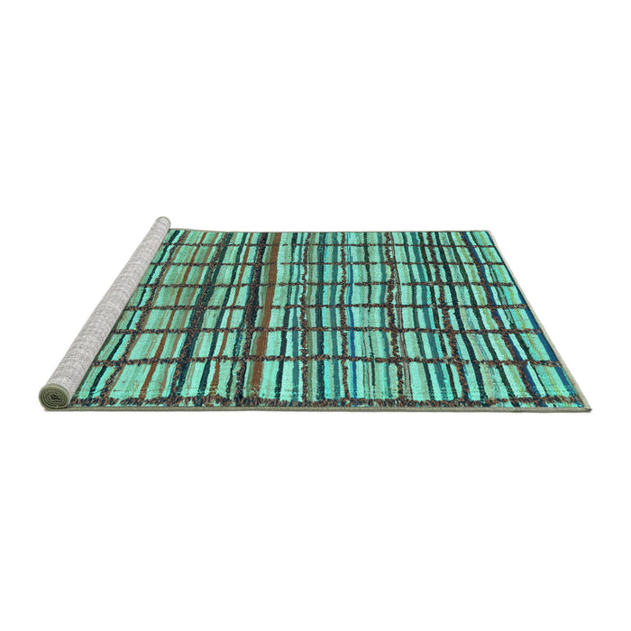Sideview of Machine Washable Abstract Turquoise Modern Area Rugs, wshabs1811turq
