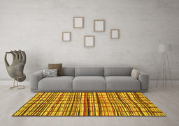 Machine Washable Abstract Yellow Modern Rug in a Living Room, wshabs1811yw