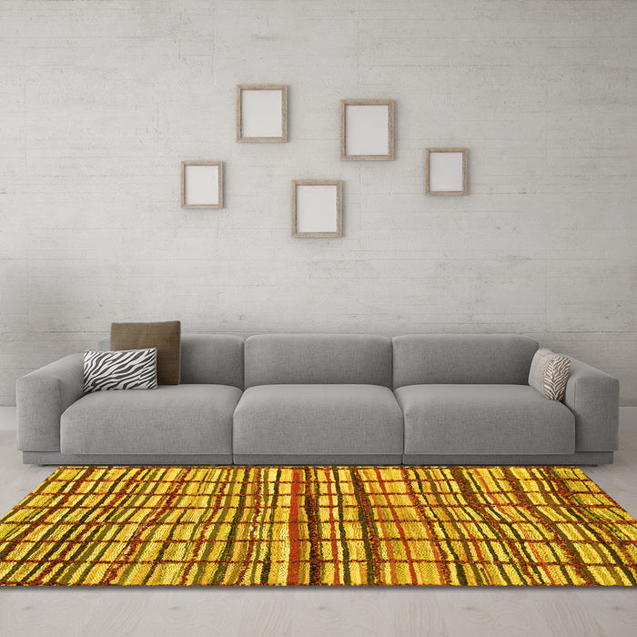 Machine Washable Abstract Yellow Modern Rug in a Living Room, wshabs1811yw