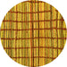 Round Machine Washable Abstract Yellow Modern Rug, wshabs1811yw