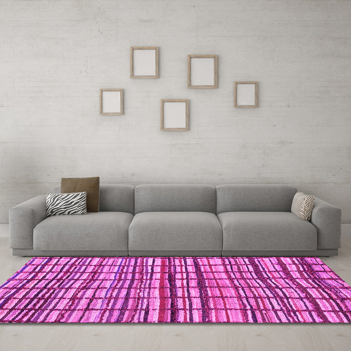 Machine Washable Abstract Pink Modern Rug in a Living Room, wshabs1811pnk