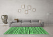 Machine Washable Abstract Emerald Green Modern Area Rugs in a Living Room,, wshabs1811emgrn