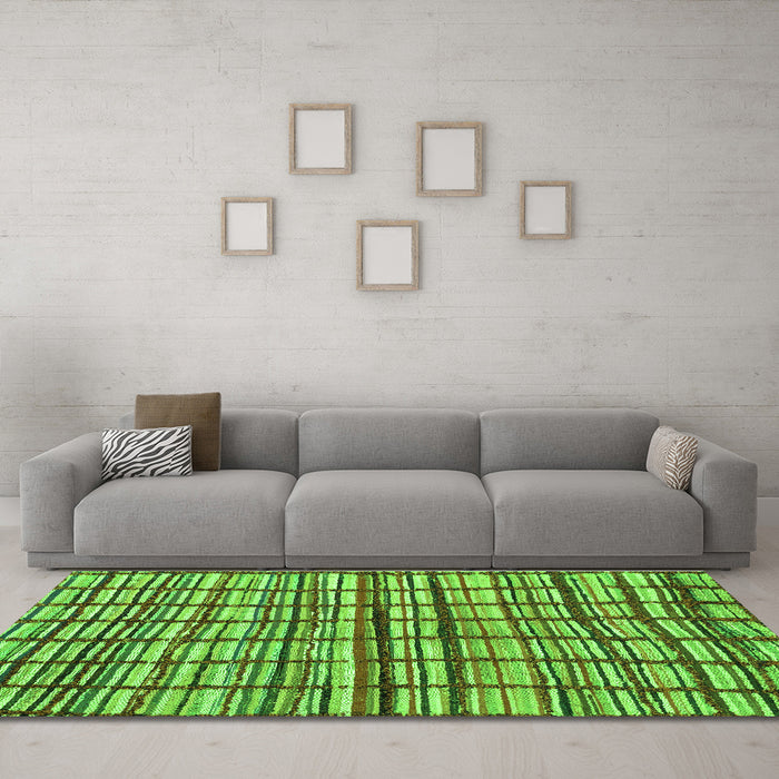 Machine Washable Abstract Green Modern Area Rugs in a Living Room,, wshabs1811grn