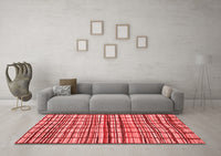 Machine Washable Abstract Red Modern Rug, wshabs1811red