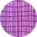 Round Machine Washable Abstract Purple Modern Area Rugs, wshabs1811pur