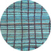 Round Abstract Light Blue Modern Rug, abs1811lblu