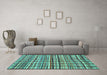 Machine Washable Abstract Turquoise Modern Area Rugs in a Living Room,, wshabs1811turq