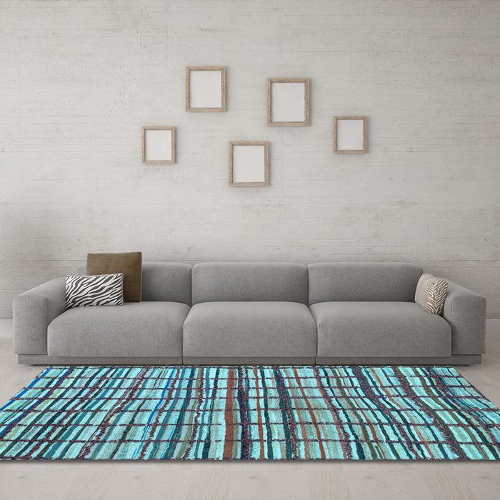 Machine Washable Abstract Light Blue Modern Rug in a Living Room, wshabs1811lblu