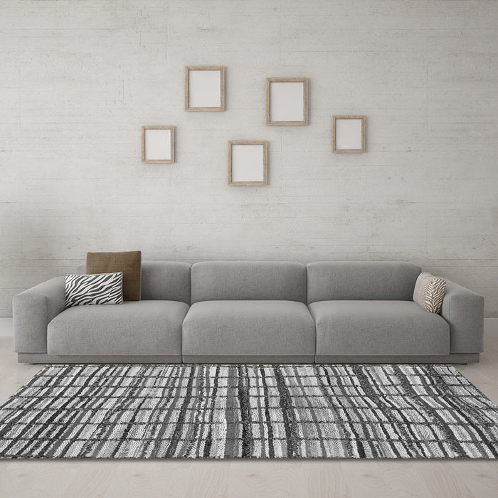 Machine Washable Abstract Gray Modern Rug in a Living Room,, wshabs1811gry