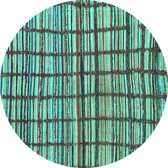 Round Abstract Turquoise Modern Rug, abs1811turq