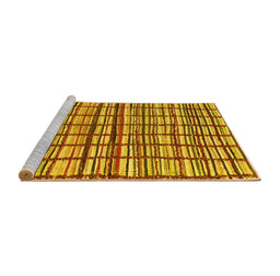 Sideview of Machine Washable Abstract Yellow Modern Rug, wshabs1811yw