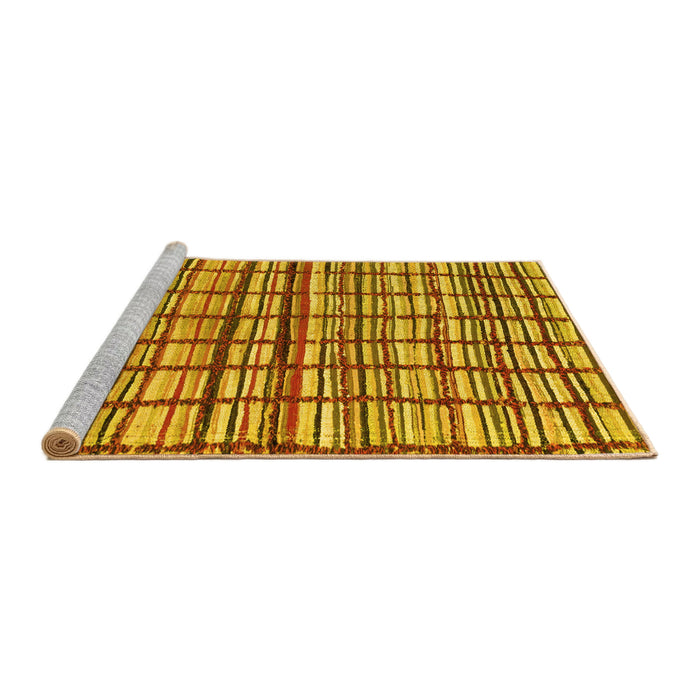 Sideview of Machine Washable Abstract Yellow Modern Rug, wshabs1811yw