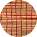 Round Machine Washable Abstract Orange Modern Area Rugs, wshabs1811org