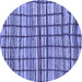 Round Machine Washable Abstract Blue Modern Rug, wshabs1811blu