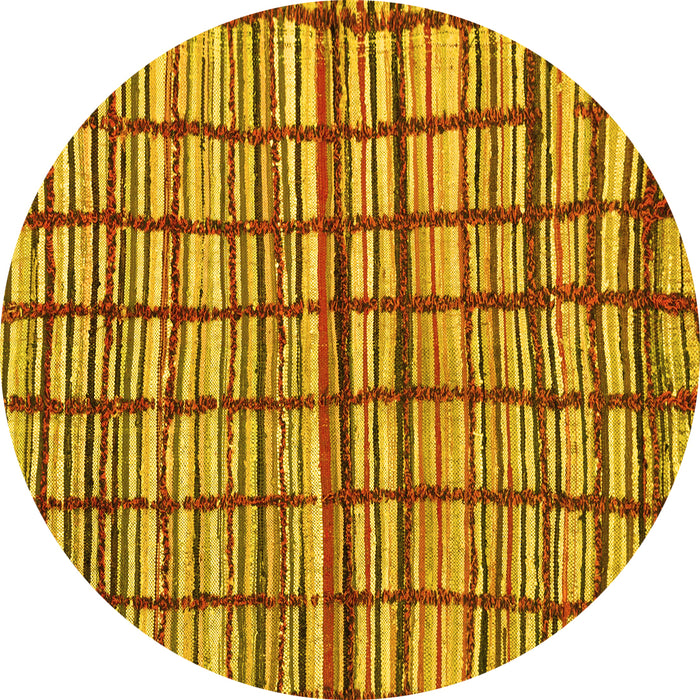 Round Abstract Yellow Modern Rug, abs1811yw