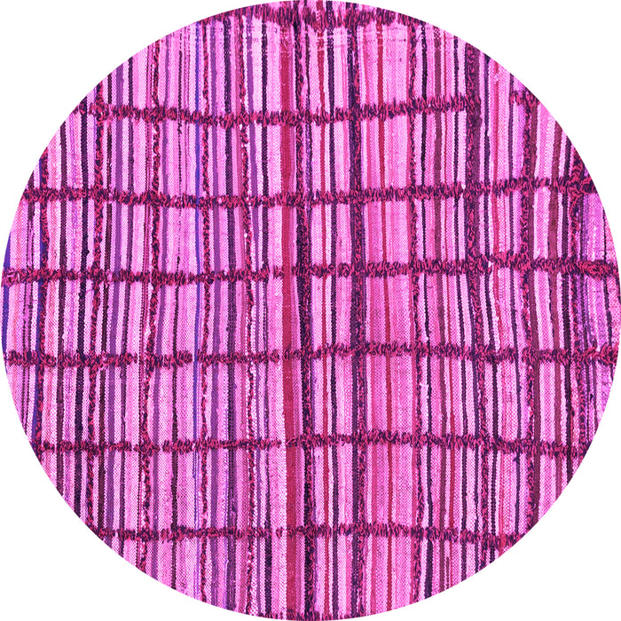 Round Machine Washable Abstract Pink Modern Rug, wshabs1811pnk