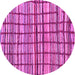 Round Machine Washable Abstract Pink Modern Rug, wshabs1811pnk