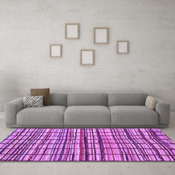 Machine Washable Abstract Purple Modern Area Rugs in a Living Room, wshabs1811pur