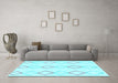 Machine Washable Oriental Light Blue Modern Rug in a Living Room, wshabs1812lblu