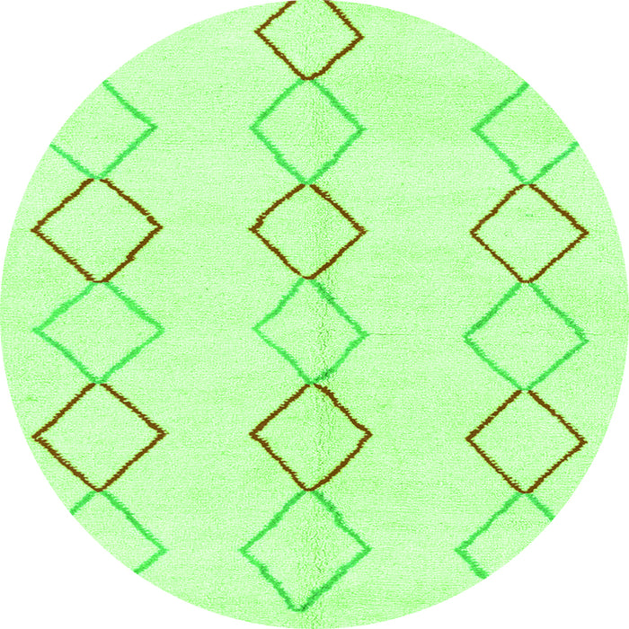 Round Machine Washable Oriental Green Modern Area Rugs, wshabs1812grn
