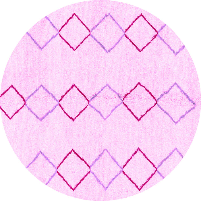Round Machine Washable Oriental Pink Modern Rug, wshabs1812pnk