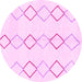 Round Machine Washable Oriental Pink Modern Rug, wshabs1812pnk