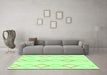 Machine Washable Oriental Green Modern Area Rugs in a Living Room,, wshabs1812grn