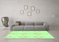 Machine Washable Oriental Green Modern Rug, wshabs1812grn