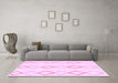 Machine Washable Oriental Pink Modern Rug in a Living Room, wshabs1812pnk