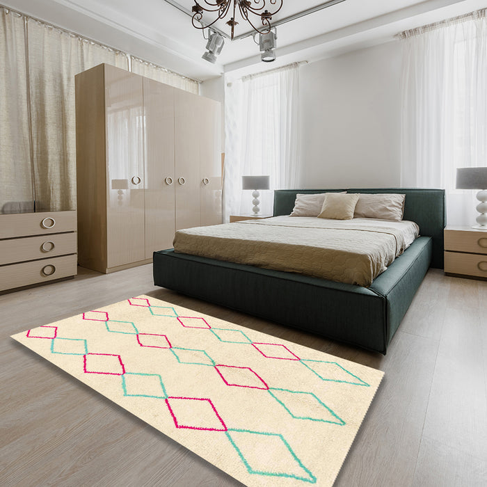 Machine Washable Abstract PaleGold Rug in a Bedroom, wshabs1812