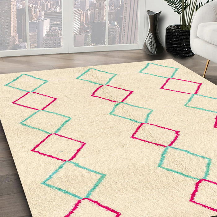 Abstract Pale Gold Oriental Rug in Family Room, abs1812