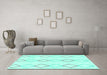 Machine Washable Oriental Turquoise Modern Area Rugs in a Living Room,, wshabs1812turq