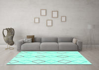 Machine Washable Oriental Turquoise Modern Rug, wshabs1812turq