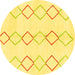 Round Machine Washable Oriental Yellow Modern Rug, wshabs1812yw