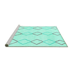 Sideview of Machine Washable Oriental Turquoise Modern Area Rugs, wshabs1812turq