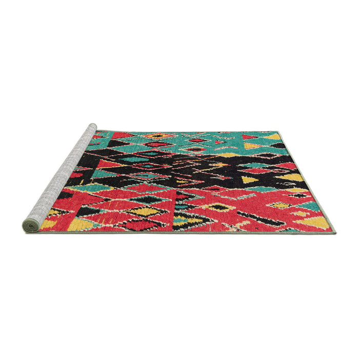 Sideview of Machine Washable Abstract Saffron Red Rug, wshabs1813