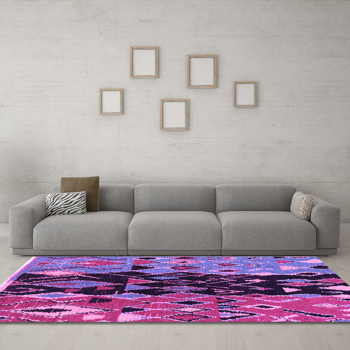 Machine Washable Oriental Purple Modern Area Rugs in a Living Room, wshabs1813pur