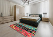 Machine Washable Abstract Saffron Red Rug in a Bedroom, wshabs1813