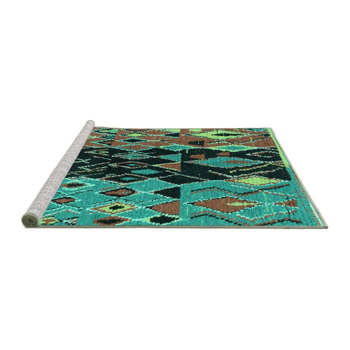 Sideview of Machine Washable Oriental Turquoise Modern Area Rugs, wshabs1813turq