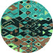 Round Oriental Turquoise Modern Rug, abs1813turq